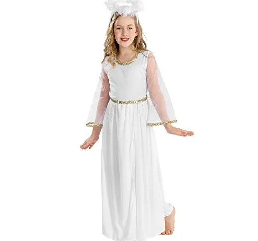 TecTake dressforfun Costume da Bambina - Incantevole Angelo | Lungo Vestito con Maniche sc...