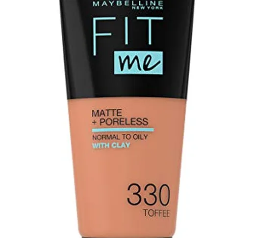 Maybelline New York Fit Me Matte+Poreless Fondotinta Opacizzante, 330 Toffee