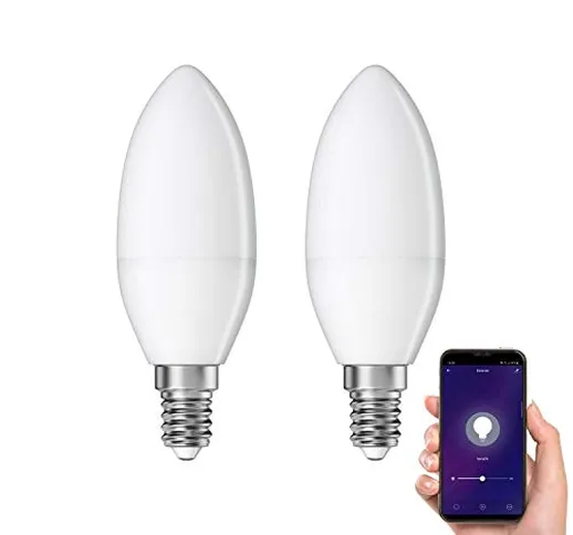 ledscom.de Smart E14 LED Candela, Lampadina per Amazon Alexa & Google Home, dimmerabile 4W...