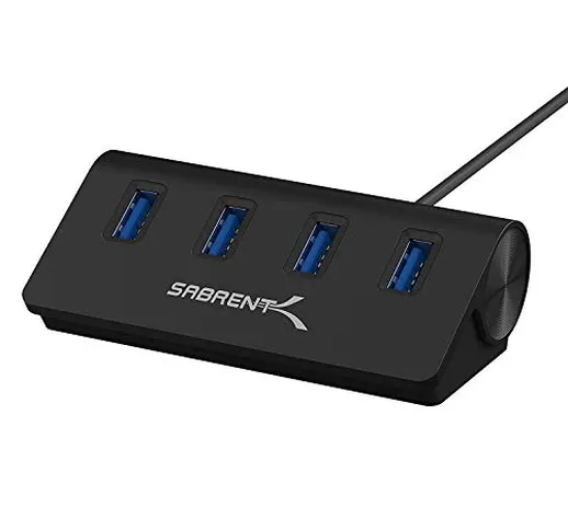 Sabrent Hub USB 3.0 Premium, 4 Porte in Alluminio (Cavo da 30") per iMac, MacBook, MacBook...