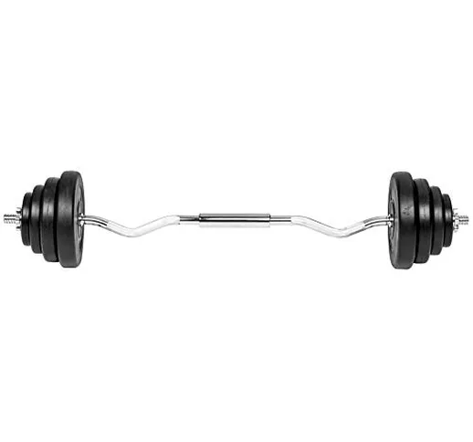 TecTake 402285 Bilanciere Curvo Curl Ez Barra | Set di Pesi | Lunghezza 120cm | Peso: 24kg