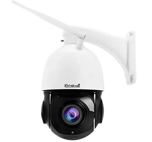 Telecamera PTZ Wifi Esterno, 5MP 360° Autotracking Videocamera di Sorveglianza, Supporta l...