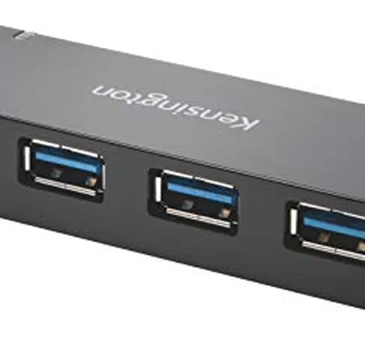 Kensington Hub a 4 porte USB 3.0 UH4000C, trasferimento dati fino a 5 Gb/sec - 3 ampere pe...