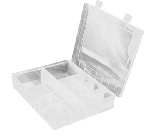 Tinksky 14-griglia plastica contenitore casi gioielli Organizer Box con divisori rimovibil...