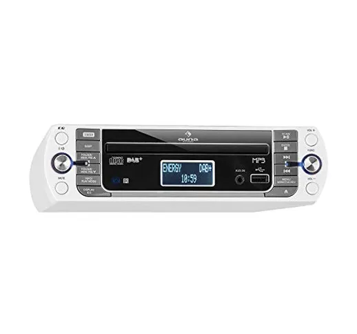 AUNA KR-400 CD - Radio da Cucina, Sottopensile, DAB+/PLL, FM, CD/MP3, Bluetooth, AUX, USB,...