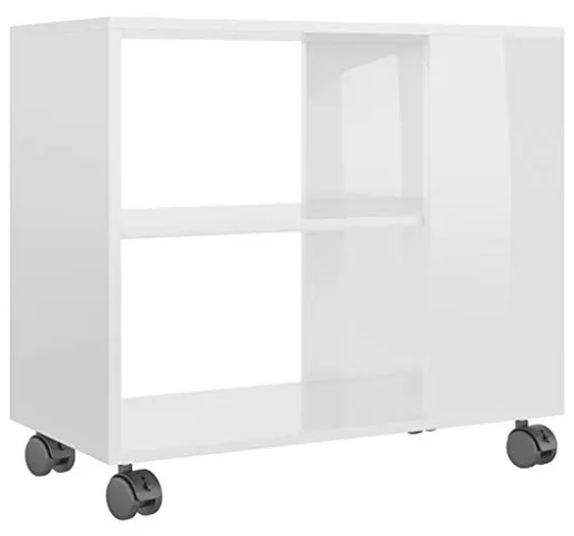 vidaXL - Tavolino in truciolato, 70 x 35 x 55 cm, colore: Bianco lucido