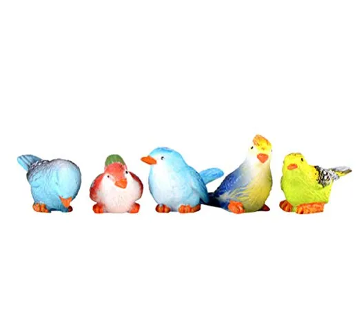 Toyanddona, 5 pupazzi di uccelli in resina simulazione mini animale uccello modello giocat...