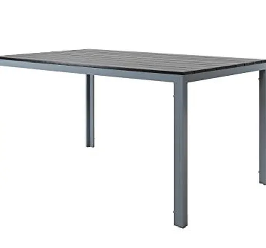 Chicreat, tavolo da giardino, da pranzo, alluminio e finto legno, argento/grigio, 150 x 90...