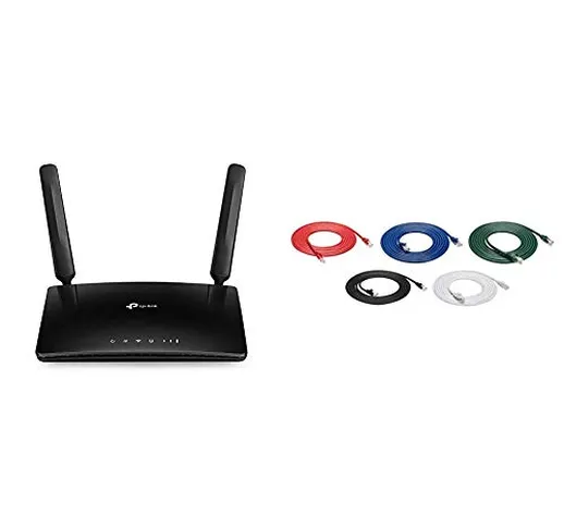 TP-Link TL-MR6400 Router 4G LTE fino a 150 Mbps/Wireless N fino a 300Mbps & Amazon Basics...