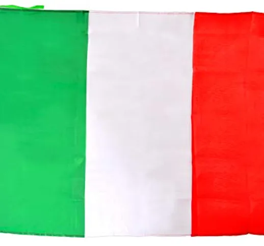 Ciao- Bandiera Italia in Tessuto con Asta, Verde/Bianco/Rosso, 90 x 60 cm, 22093