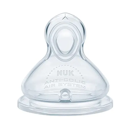 Nuk First Choice+ Flow Control, ciuccio per biberon, 6-18 mesi, valvola anticolica, senza...