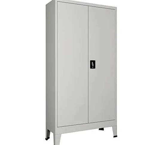 VidaXL - Armadio da ufficio con 2 ante in acciaio, 90 x 40 x 180 cm, colore: Grigio