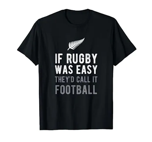 Funny New Zealand Rugby NZ Silver Fern Football Gift Maglietta