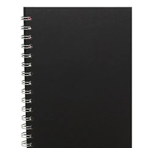 Pink Pig 74558 - Quaderno a spirale formato A5, fogli da 150 g/mq, copertina nera con fogl...