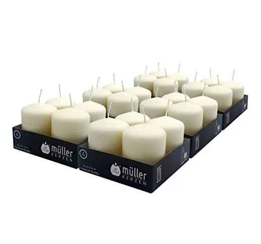 Müller Candele a Colonna Cilindriche - Set di 24 Candele Colore Avorio - 48 x 62 mm - Lung...