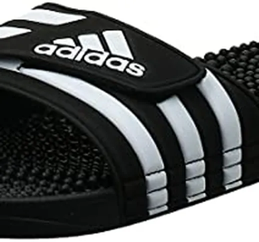 Adidas Adissage Ciabatte Unisex – Adulto, Nero (Nero/Bianco/Nero), 42 EU