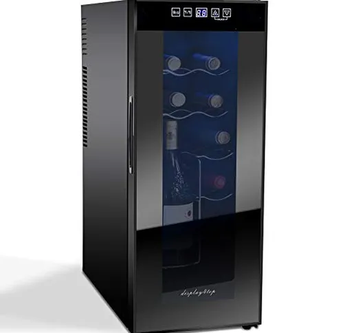 Display4top Frigorifero Cantinetta Frigo per Vini e bevande, Supporta 12 bottiglie,Porta i...