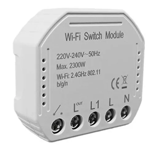 Interruttore WiFi wireless smart switch modulo da incasso compatibile con Alexa, Google Ho...