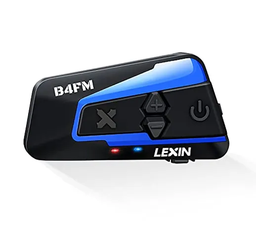 LEXIN B4FM Interfono Moto con Radio FM, Casco di Comunicazione Auricolare Bluetooth e Ridu...