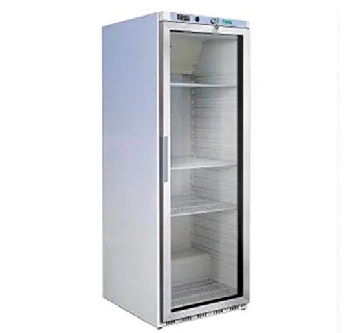 Armadio frigo refrigerato congelatore 400Lt. lamiera vernic.bianca, porta vetro Temp.-18°/...