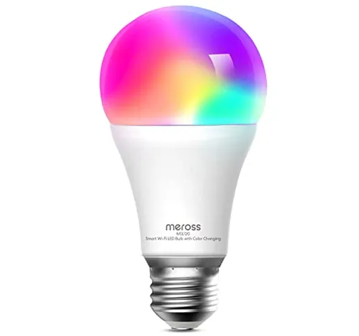 meross Lampadina Wifi Intelligente LED 9W Dimmerabile Multicolore E27 A19 Smart Light RGBC...