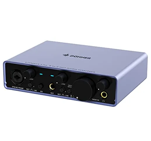 Donner Audio Interface Livejack Lite 2 In 2 Out, Interfaccia Audio USB 24-bit/192 kHz, TRS...