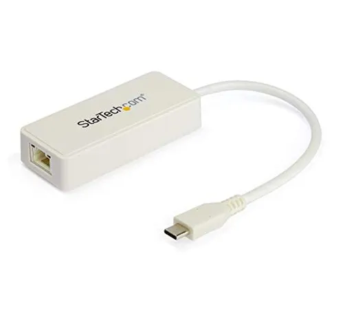 StarTech.com Adattatore da USB C a Gigabit Ethernet con porta USB A - Bianco 1Gbps NIC USB...