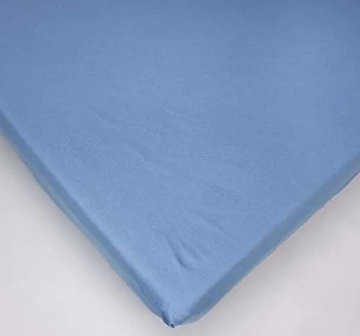 Lenzuolo con angoli, 100% jersey di cotone, per lettino da bambini da 160 x 70 cm (Blu)