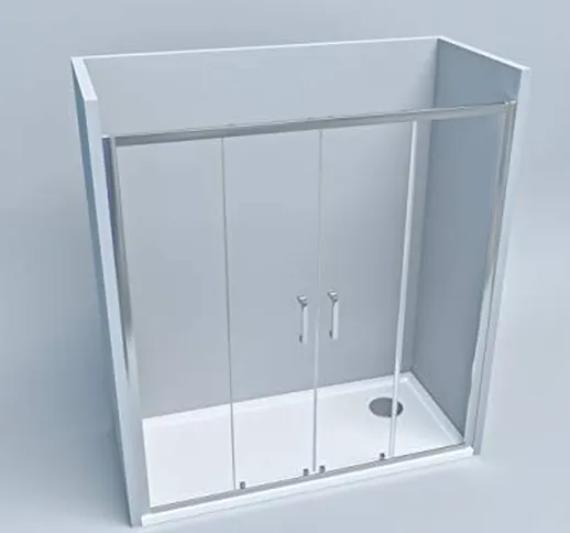 Box doccia porta scorrevole a nicchia apertura centrale 4 ante cristallo trasparente 6 mm...