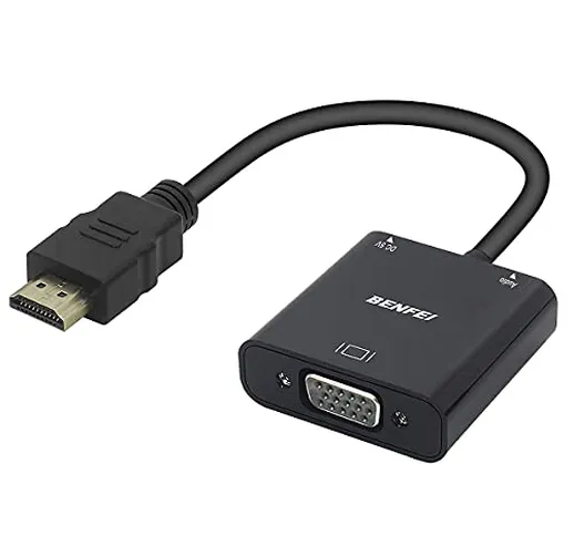Adattatore HDMI a VGA, BENFEI HDMI Ingresso a VGA Produzione con audio da 3,5 mm Compatibi...