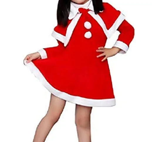 Vestito da Babba Natale Include Abito Mantellina e Cappello Idea Travestimento per Bambina...