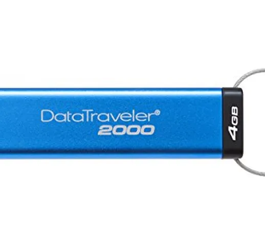 Kingston DataTraveler 2000 DT2000/4GB Drive USB 3.0, Sicuro con Tastierino