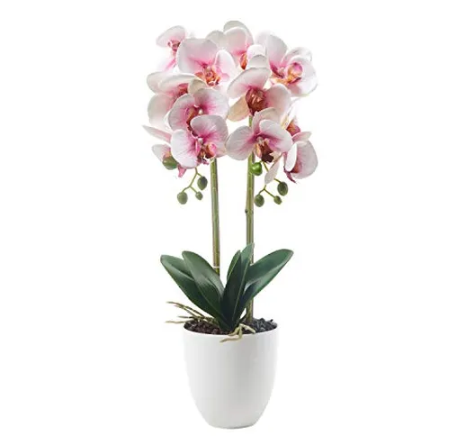 Alicemall, Finta orchidea Phalaenopsis, In vaso di ceramica, 56 cm, Di seta Pink 2