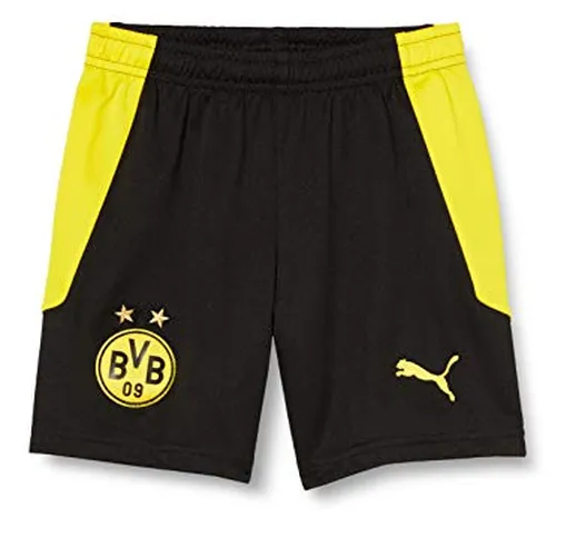PUMA BVB Shorts Replica Jr, Pantaloncini Unisex-Adulto, Black-Cyber Yellow, 14