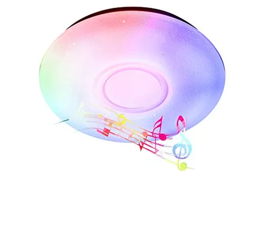 Ankishi Plafoniera a Led RGB, Plafoniera Rotonda con Altoparlante Bluetooth, Lampada da So...