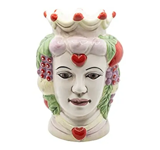Testa di Moro Donna Caltagirone, Ceramiche Siciliane, Vaso in ceramica siciliana 12x11x18...