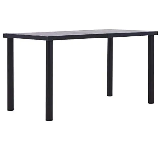 VidaXL - Tavolo da pranzo nero e grigio cemento, 140 x 70 x 75 cm, MDF
