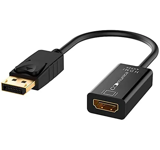 Adattatore DisplayPort a HDMI, Risoluzione 4K Convertitore - Nero - Cavo DP Maschio su HDM...