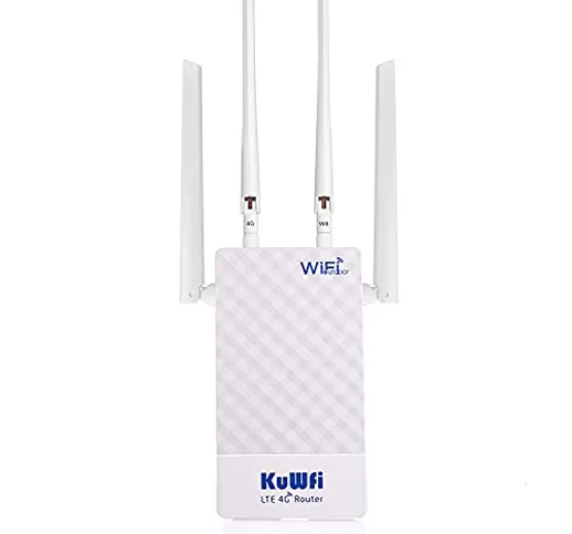 Router 4g sim, KuWFi Router POE 4G LTE impermeabile con slot per scheda SIM, 150Mbps / Wir...