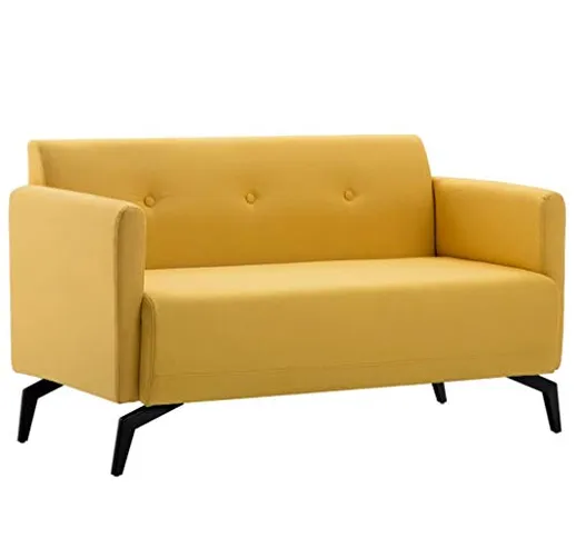 vidaXL Divano a 2 Posti Rivestito in Stoffa Giallo Sdraio Sofa Arreddo Salotto