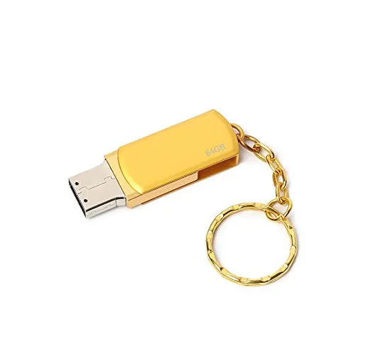 Chiavetta USB 64 GB, Pen Drive 64 giga (Metallo Mini con Gancio) Portatile USB Key Penna U...