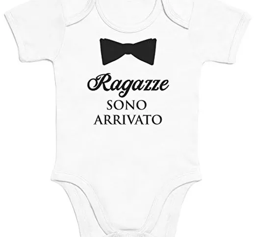 Shirtgeil Body Neonato Manica Corta - Ragazze Sono Arrivato con Papillon - Regalo Neonati...