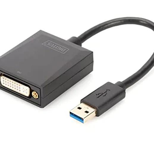 DIGITUS Adattatore grafico USB 3.0, USB A a DVI, full HD, 1920 x 1080 pixel, plastica, ner...