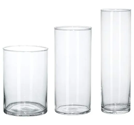 Ikea Asia cilindro vaso, set da 3, vetro trasparente