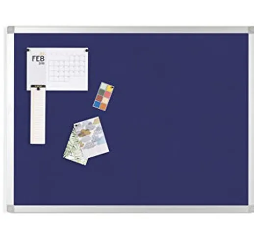 BoardsPlus - Lavagna In Feltro Blu, 120 x 90 cm, Bacheca Con Cornice In Alluminio, Superfi...
