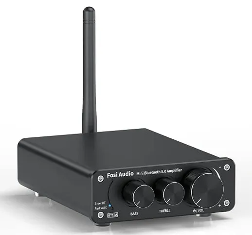 Fosi Audio BT10A Amplificatore Audio Stereo Bluetooth 5.0, 2 Canali Classe D Mini Hi-Fi Am...