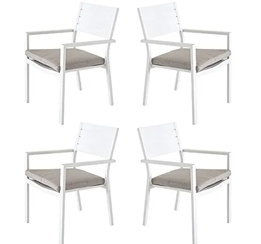 Estosa - Set sedie da giardino in alluminio da esterno, design moderno, dimensioni 55 x 56...