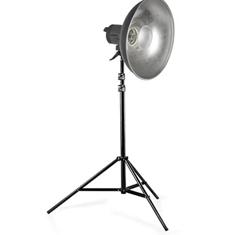 Walimex - Studioset con luce al quarzo Pro VC-1000 (Beauty Dish, Luce continua 1000 W, Cav...