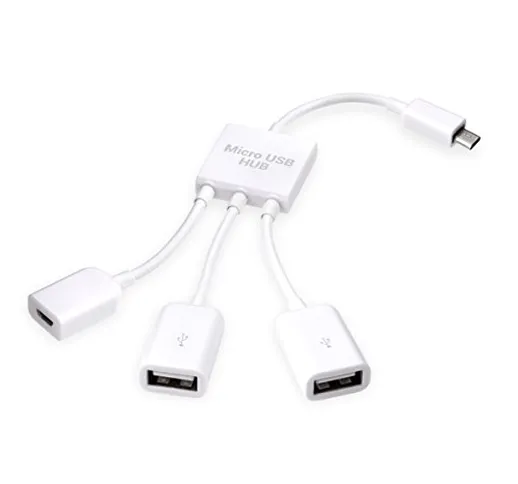 kwmobile Adattatore 3in1 Micro USB per Smartphone e Tablet - Hub multiporta OTG 3 Porte -...