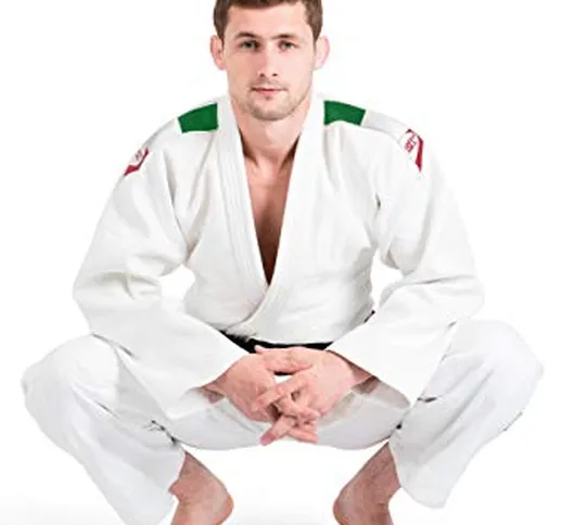 GREEN HILL JUDOGI PROFESSIONAL IJF APPROVED JUDO BIANCO GI WHITE KIMONO UNISEX (Banda sull...